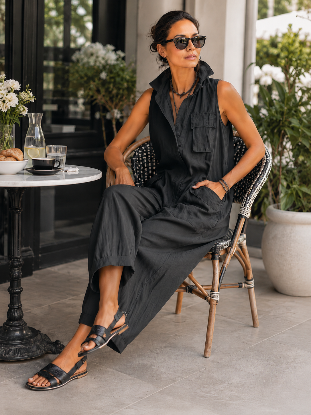 Morvena | Collared Casual Cargo Jumpsuit