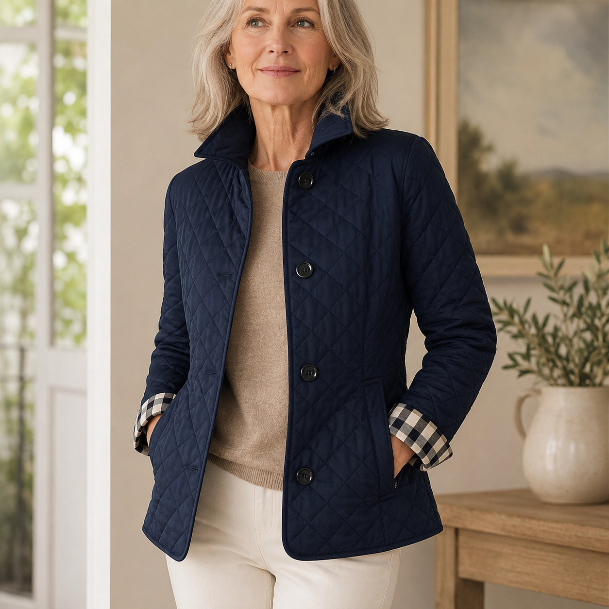 Verityn | Diamond Quilted Stand Collar Jacket