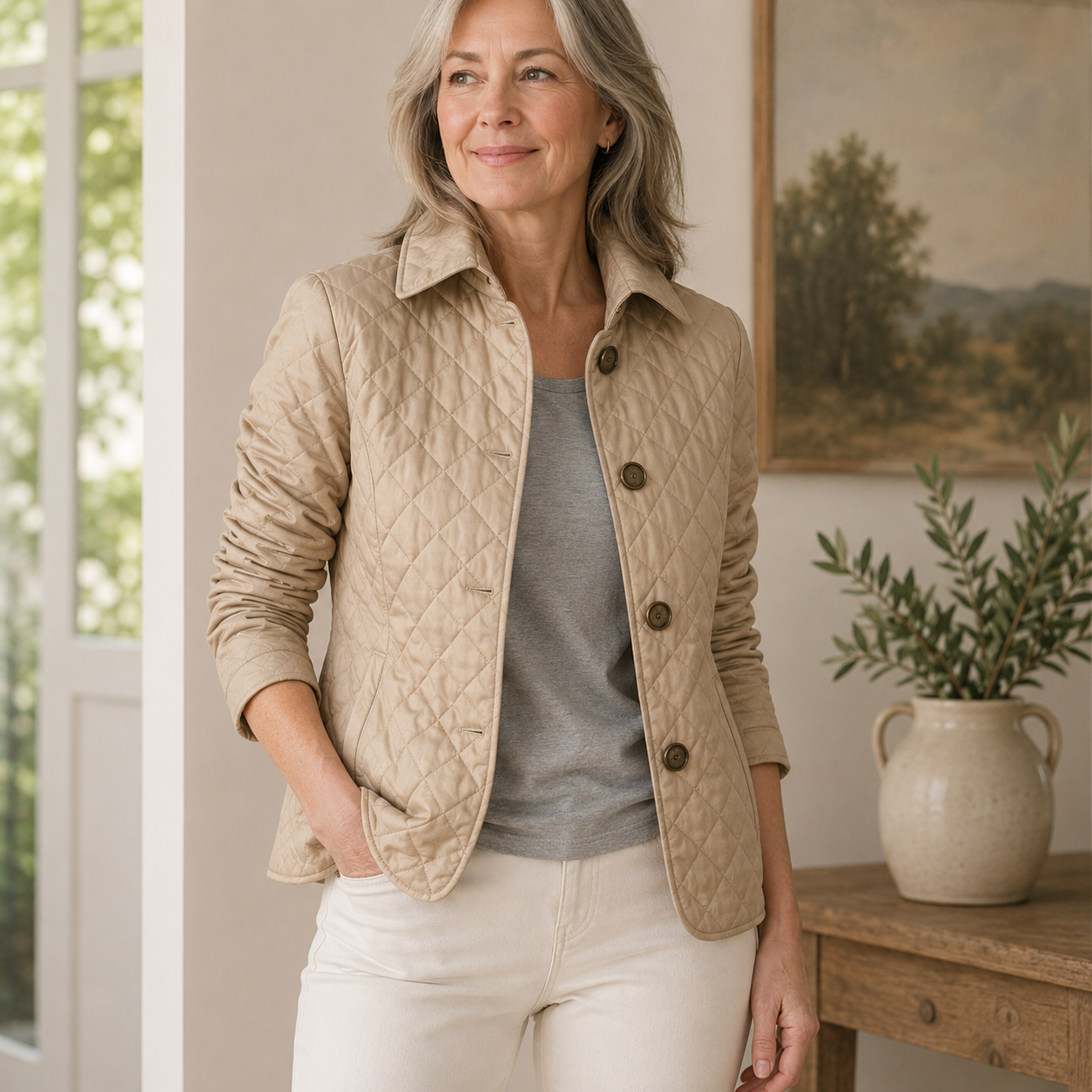 Verityn | Diamond Quilted Stand Collar Jacket