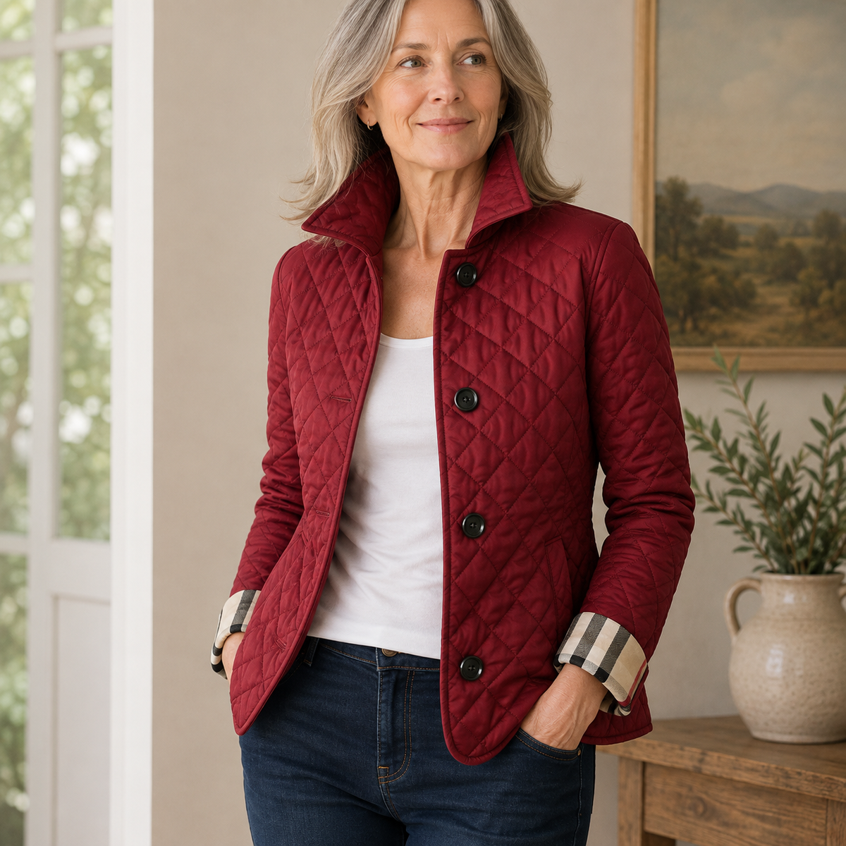 Verityn | Diamond Quilted Stand Collar Jacket