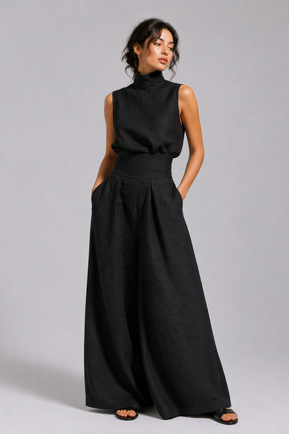Celia | Elegant Pleated Palazzo Jumpsuit