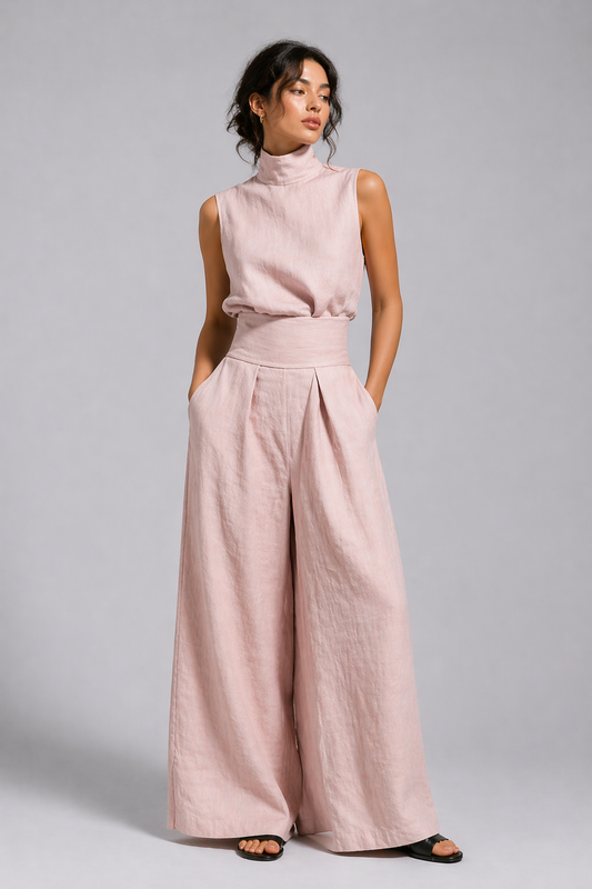 Celia | Elegant Pleated Palazzo Jumpsuit