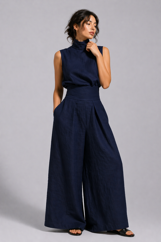 Celia | Elegant Pleated Palazzo Jumpsuit