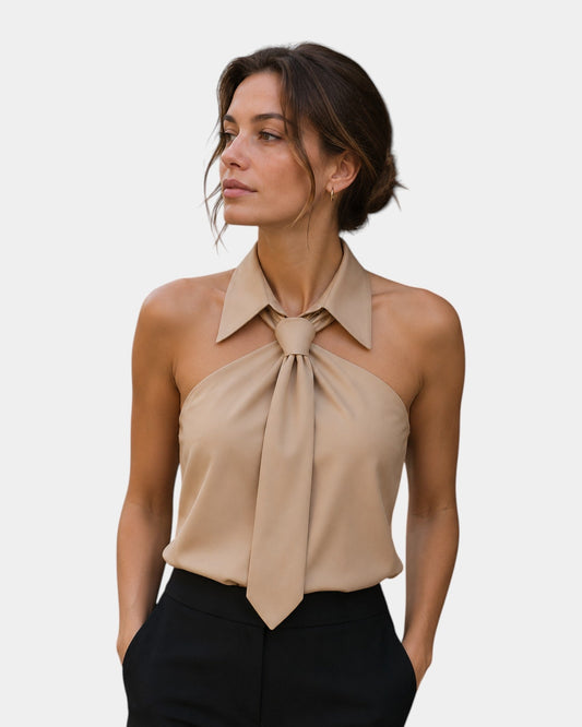 Elira | Sleeveless Draped Neck Blouse