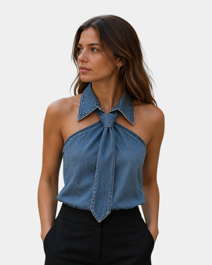 Elira | Sleeveless Draped Neck Blouse