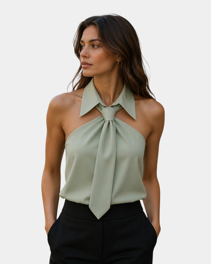 Elira | Sleeveless Draped Neck Blouse