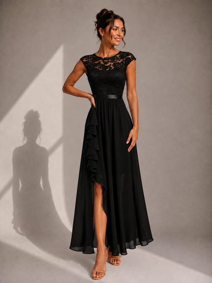 Theodora | Lace Bodice High Low Maxi Dress