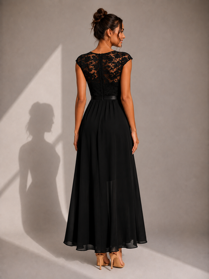 Evangeline | Lace Bodice High Low Gown