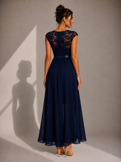 Evangeline | Lace Bodice High Low Gown