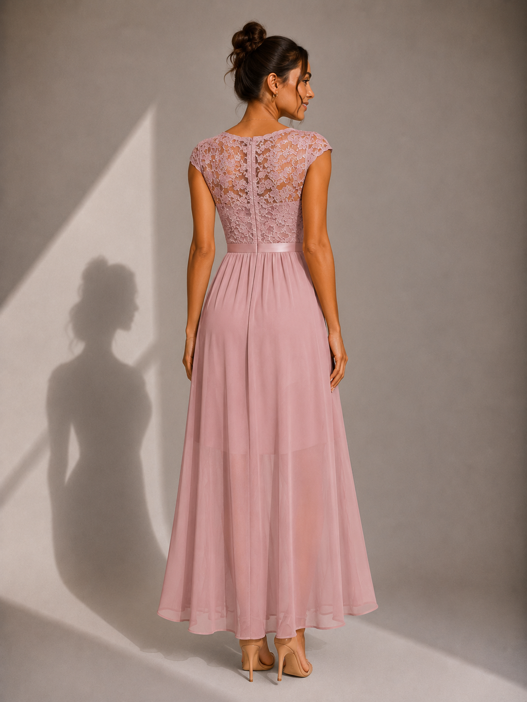 Evangeline | Lace Bodice High Low Gown