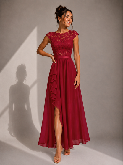 Theodora | Lace Bodice High Low Maxi Dress