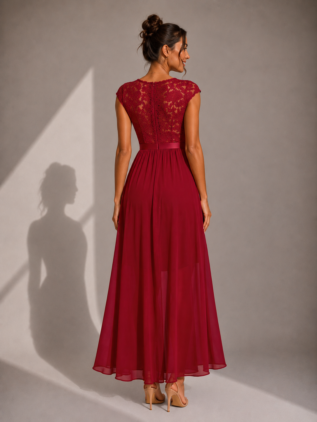 Evangeline | Lace Bodice High Low Gown