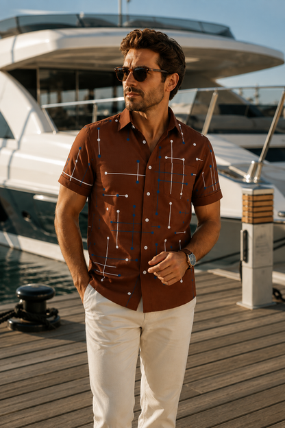 Halston | Skyline Print Resort Shirt
