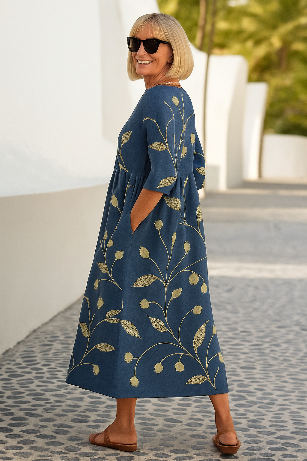 Elowara | Printed A Line Casual Dress