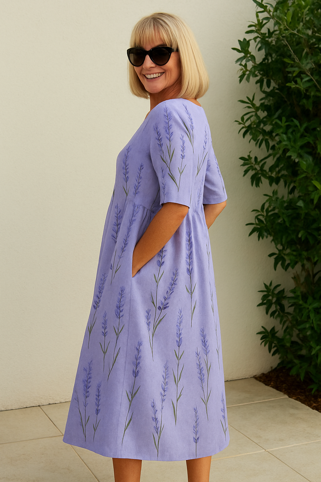 Elowara | Printed A Line Casual Dress