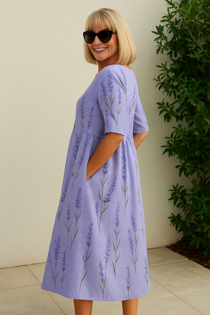 Elowara | Printed A Line Casual Dress