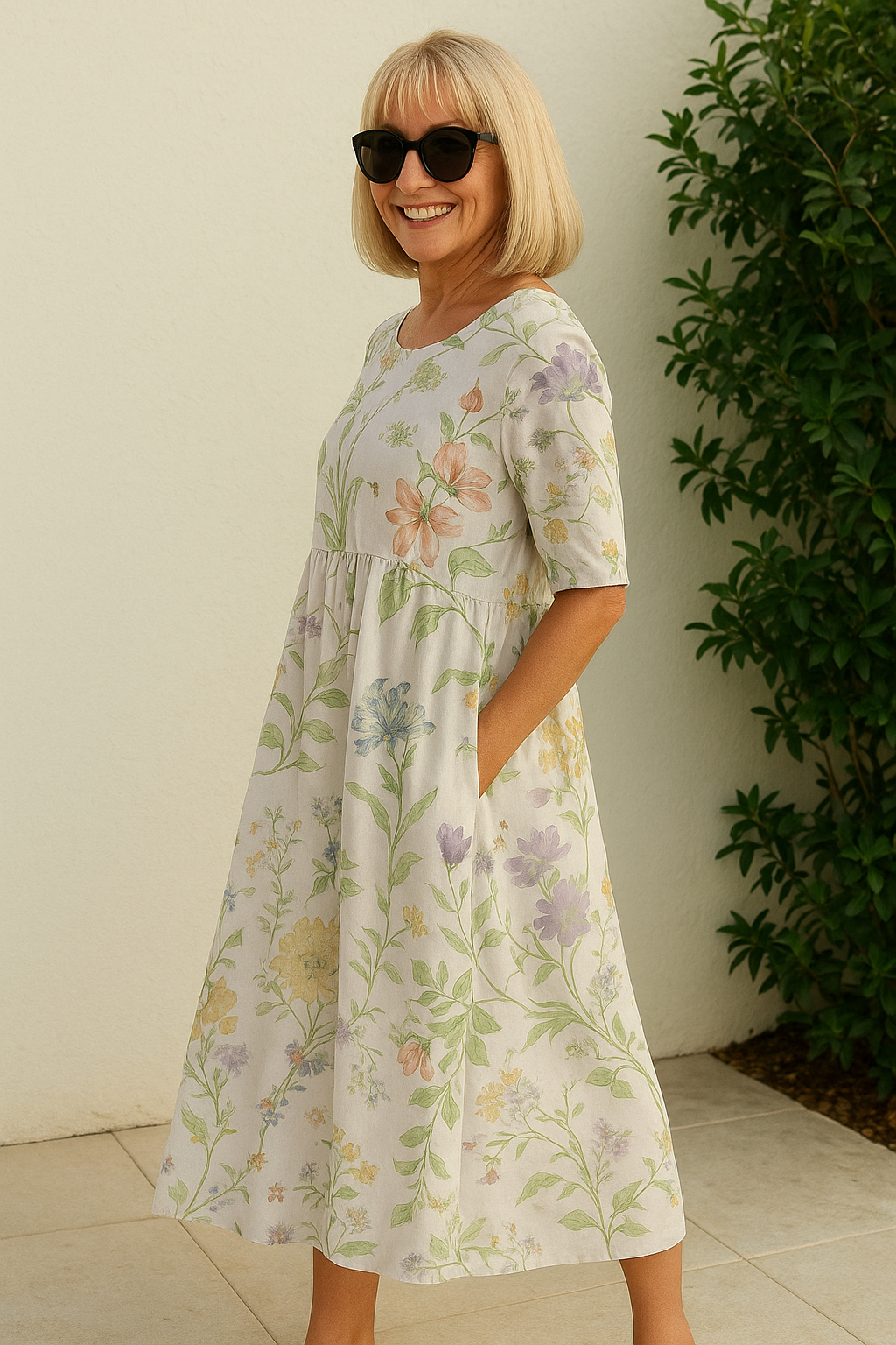 Elowara | Printed A Line Casual Dress