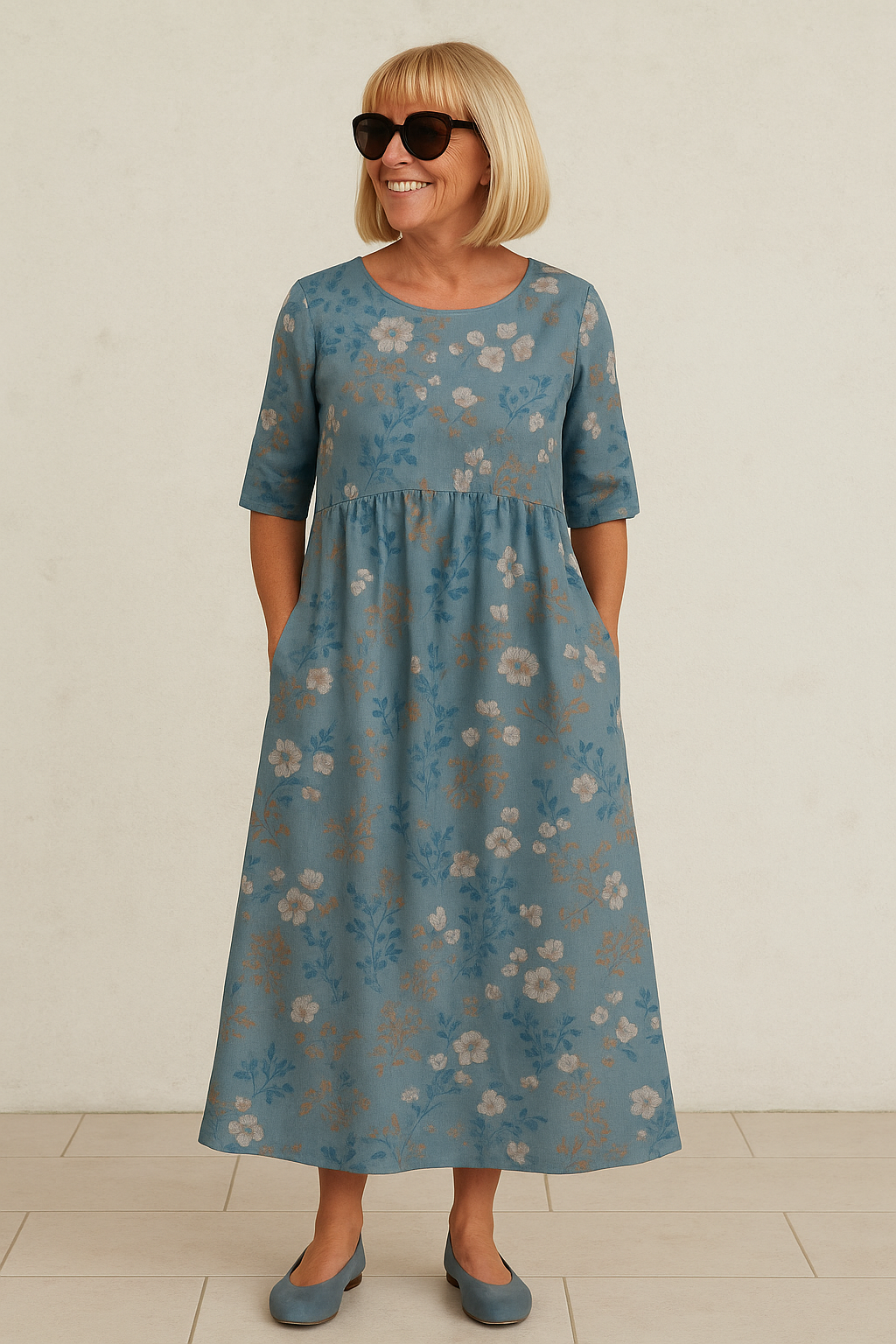 Elowara | Printed A Line Casual Dress