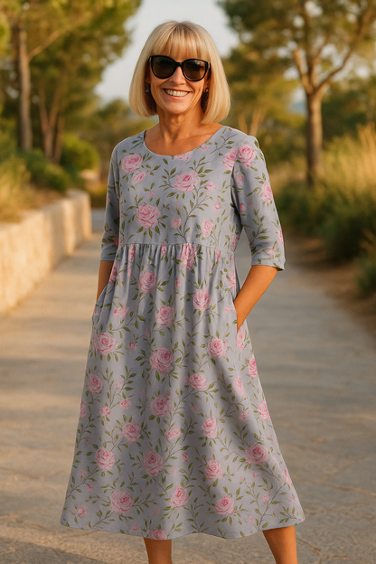 Elowara | Printed A Line Casual Dress