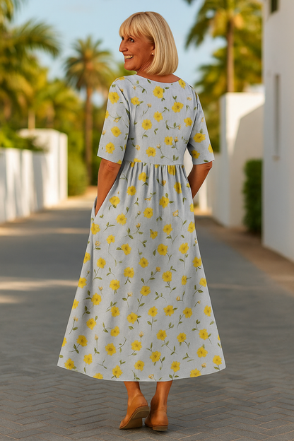 Elowara | Printed A Line Casual Dress