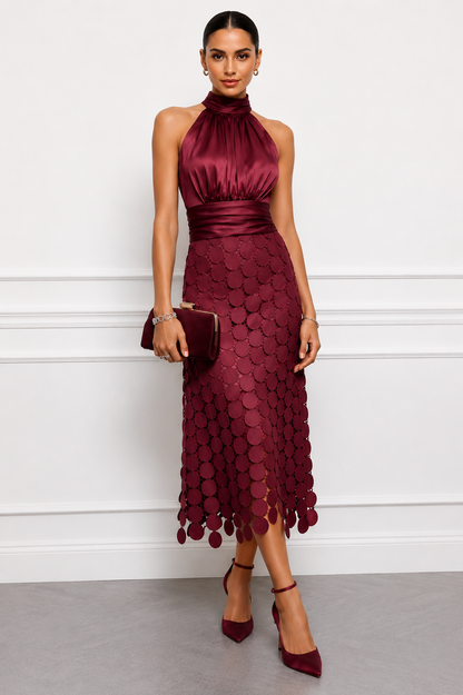 Heliora | Shimmer Disc Hem Midi Dress