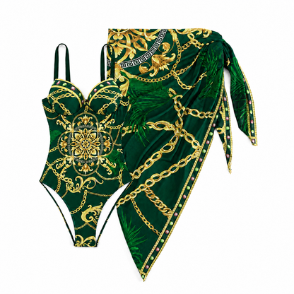 Aurette | Resort Swimsuit And Sarong Set