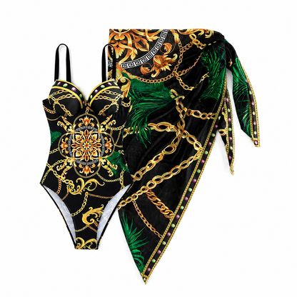 Aurette | Resort Swimsuit And Sarong Set