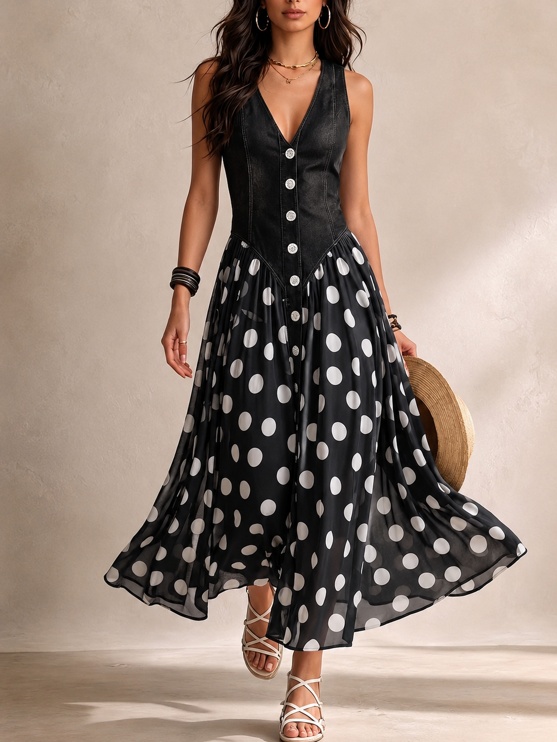 Galessia | Sleeveless Vintage Midi Dress