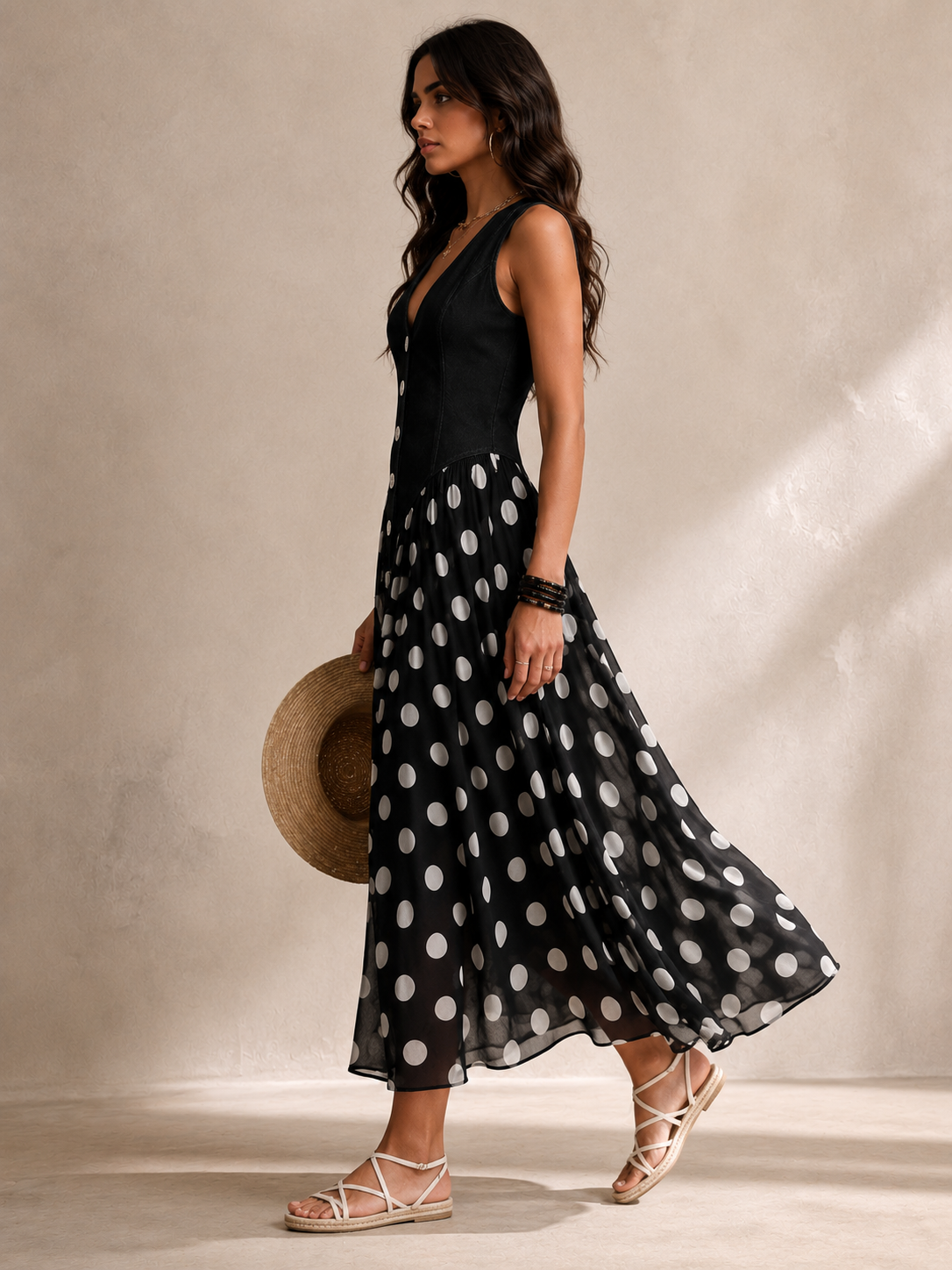 Galessia | Sleeveless Vintage Midi Dress