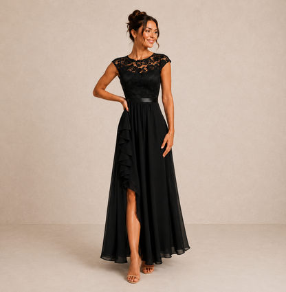 Evangeline | Lace Bodice High Low Gown