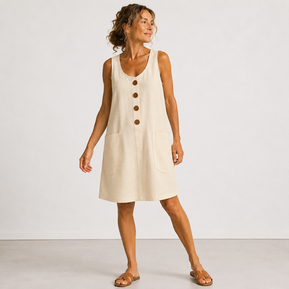 Fiora | Sleeveless Button Pocket Dress
