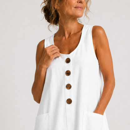 Fiora | Sleeveless Button Pocket Dress