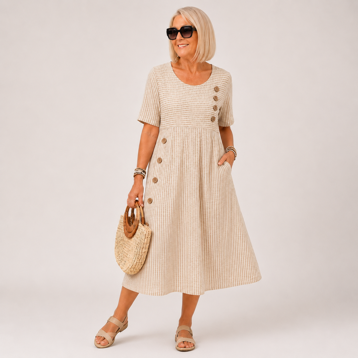 Tansy | Button Accent Everyday Dress