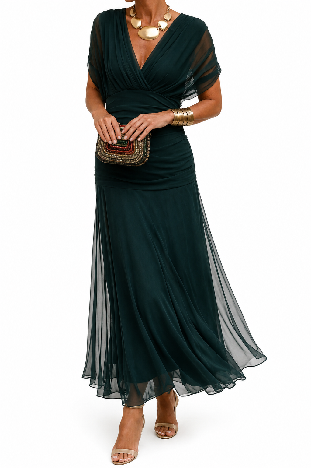 Ianthe | Flowing Sheer Sleeve Maxi Dress