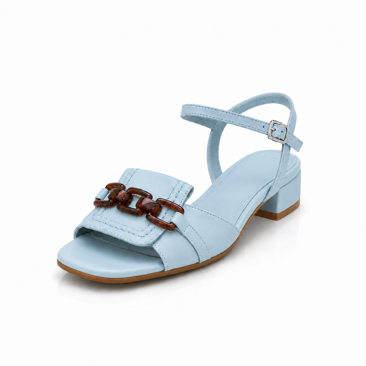 Liorenna | Tortoise Link Block Heel Sandals