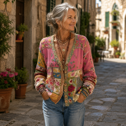 Bramelle | Floral Patch Button Cardigan
