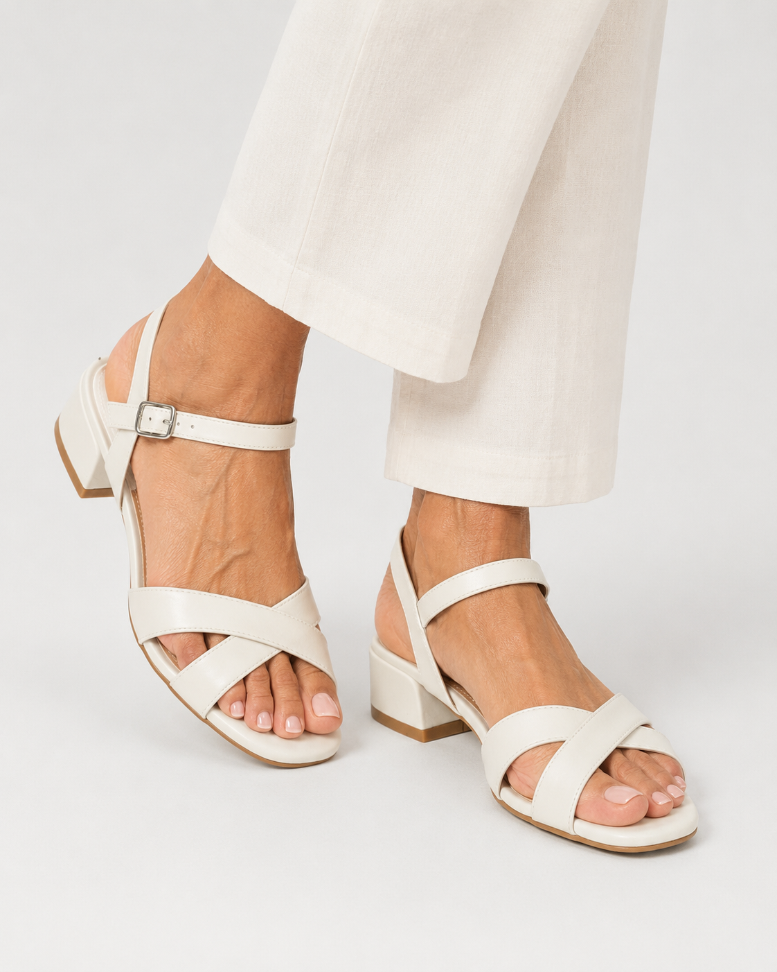 Adair | Metallic Cross Strap Low Heel Sandals