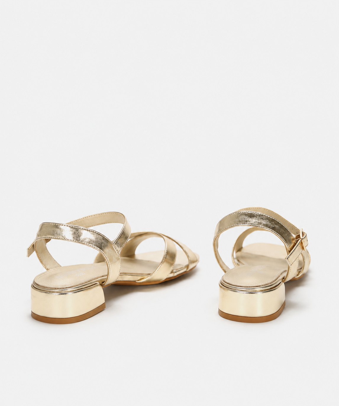 Adair | Metallic Cross Strap Low Heel Sandals
