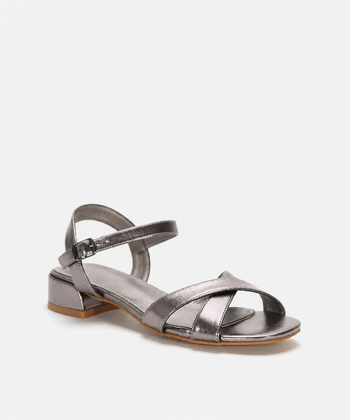 Adair | Metallic Cross Strap Low Heel Sandals