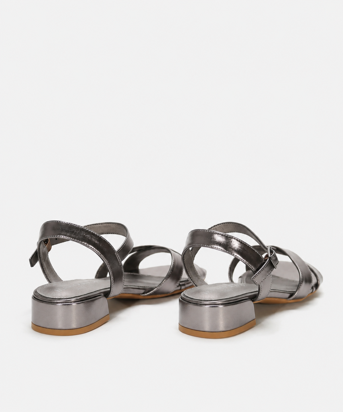 Adair | Metallic Cross Strap Low Heel Sandals
