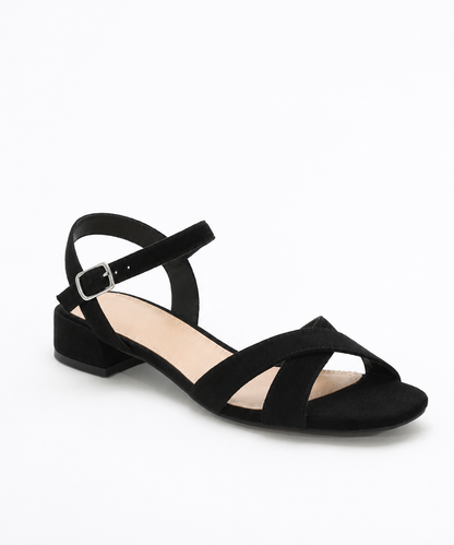 Adair | Metallic Cross Strap Low Heel Sandals