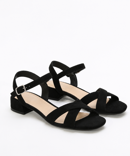 Adair | Metallic Cross Strap Low Heel Sandals