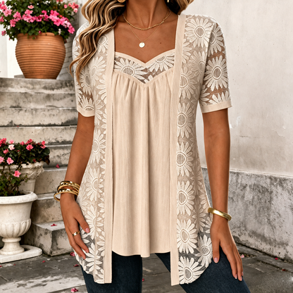 Briallen | Elegant Lace Overlay Two Piece Set