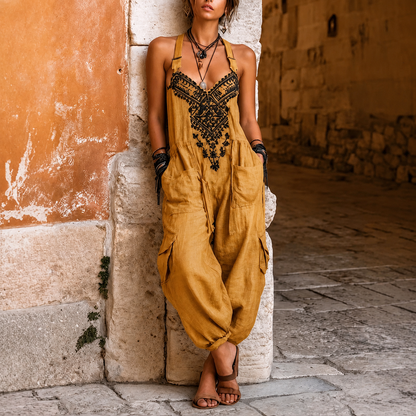 Cyrene | Relaxed Embroidered Harem Jumpsuit