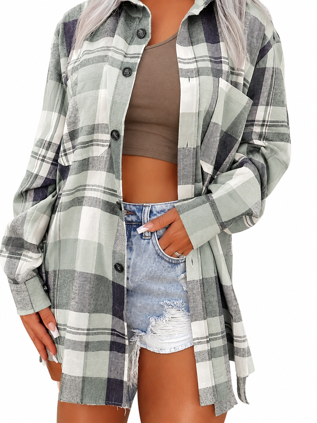 Greylise | Casual Button Front Checked Shirt