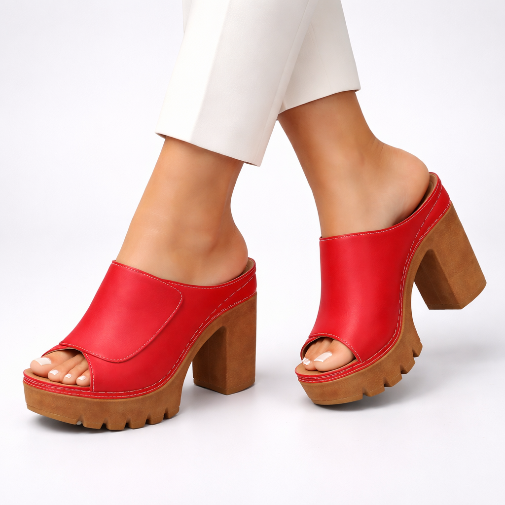 Elarose | Open Front Block Heel Sandals
