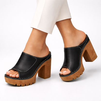 Elarose | Open Front Block Heel Sandals