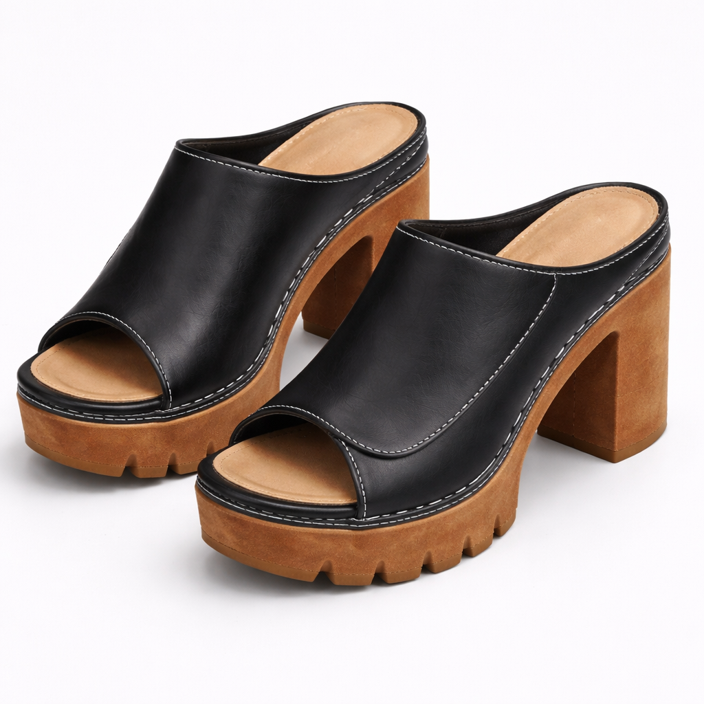 Elarose | Open Front Block Heel Sandals