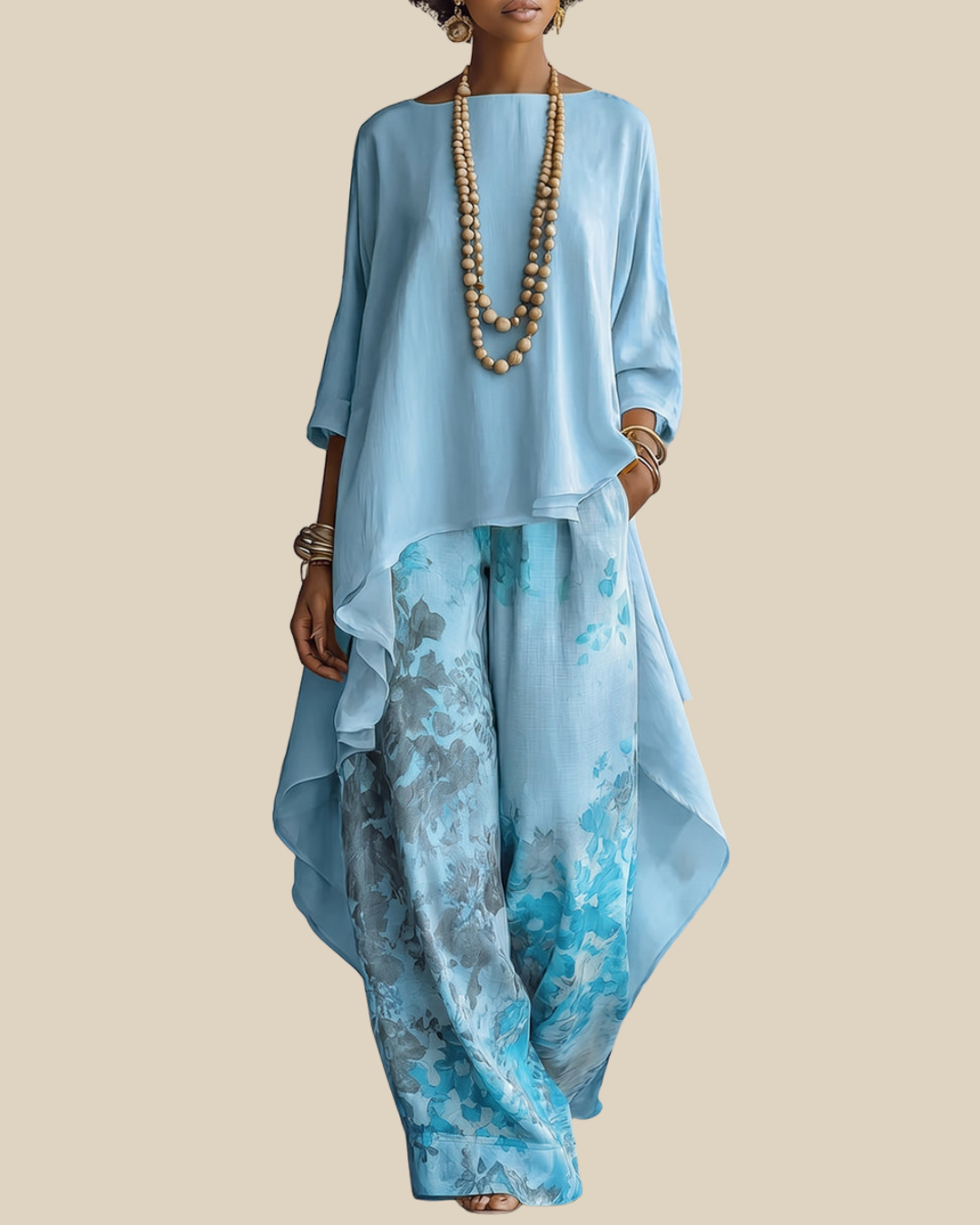 Winrika | Asymmetrical Overlay Two Piece Set