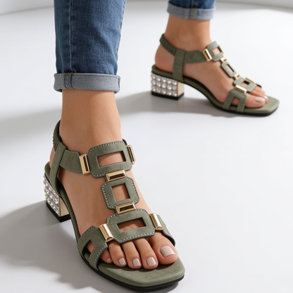 Zarelle | Elegant Crystal Heel Sandals